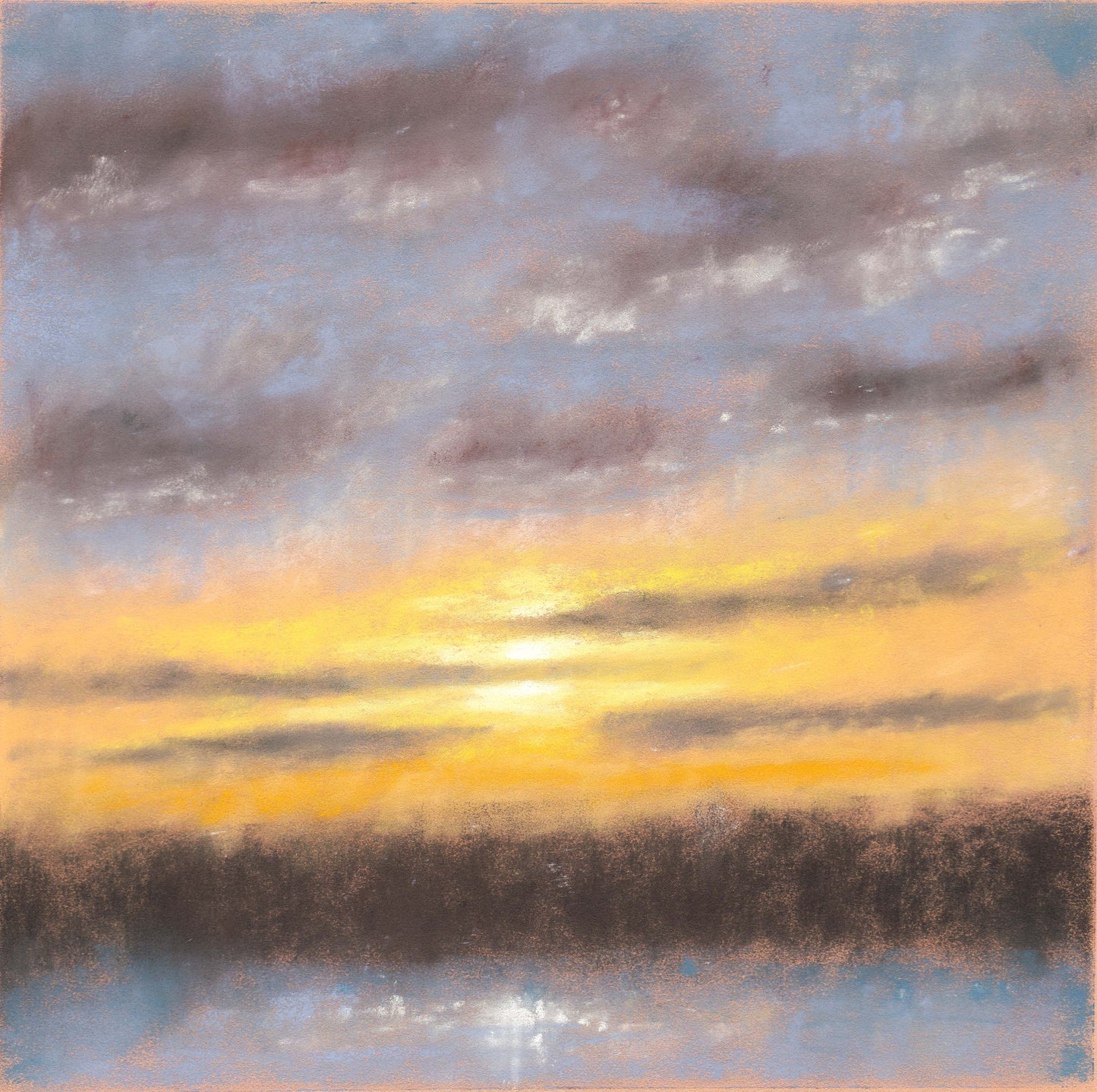 Sunset Over Commencement - Original Soft Pastel Painting