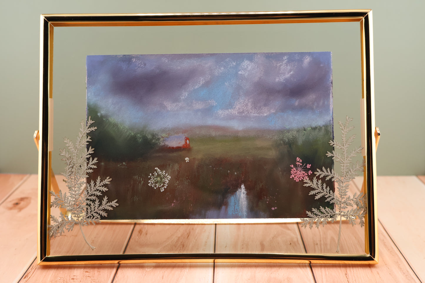 Rustic Farmhouse Flowers - Framed Original Pastel Painting