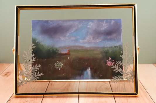 Rustic Farmhouse Flowers - Framed Original Pastel Painting