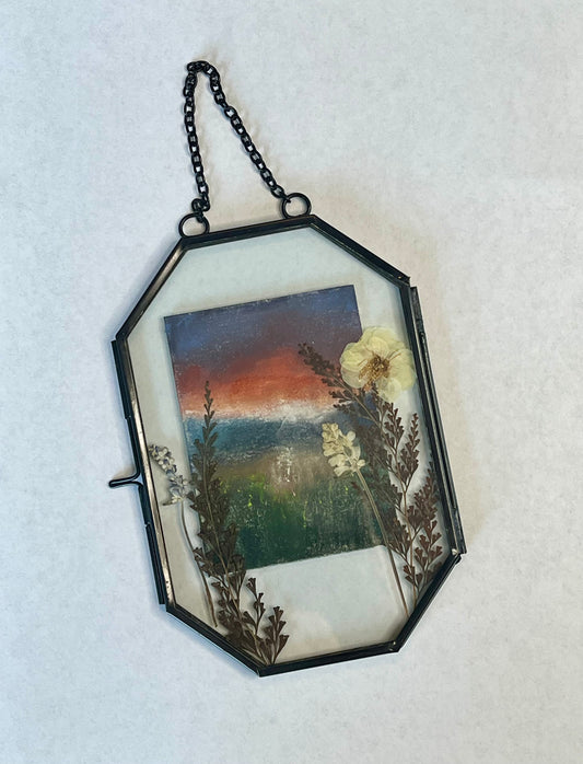 Summer Flower Sunset - Mini Framed Original Pastel Painting