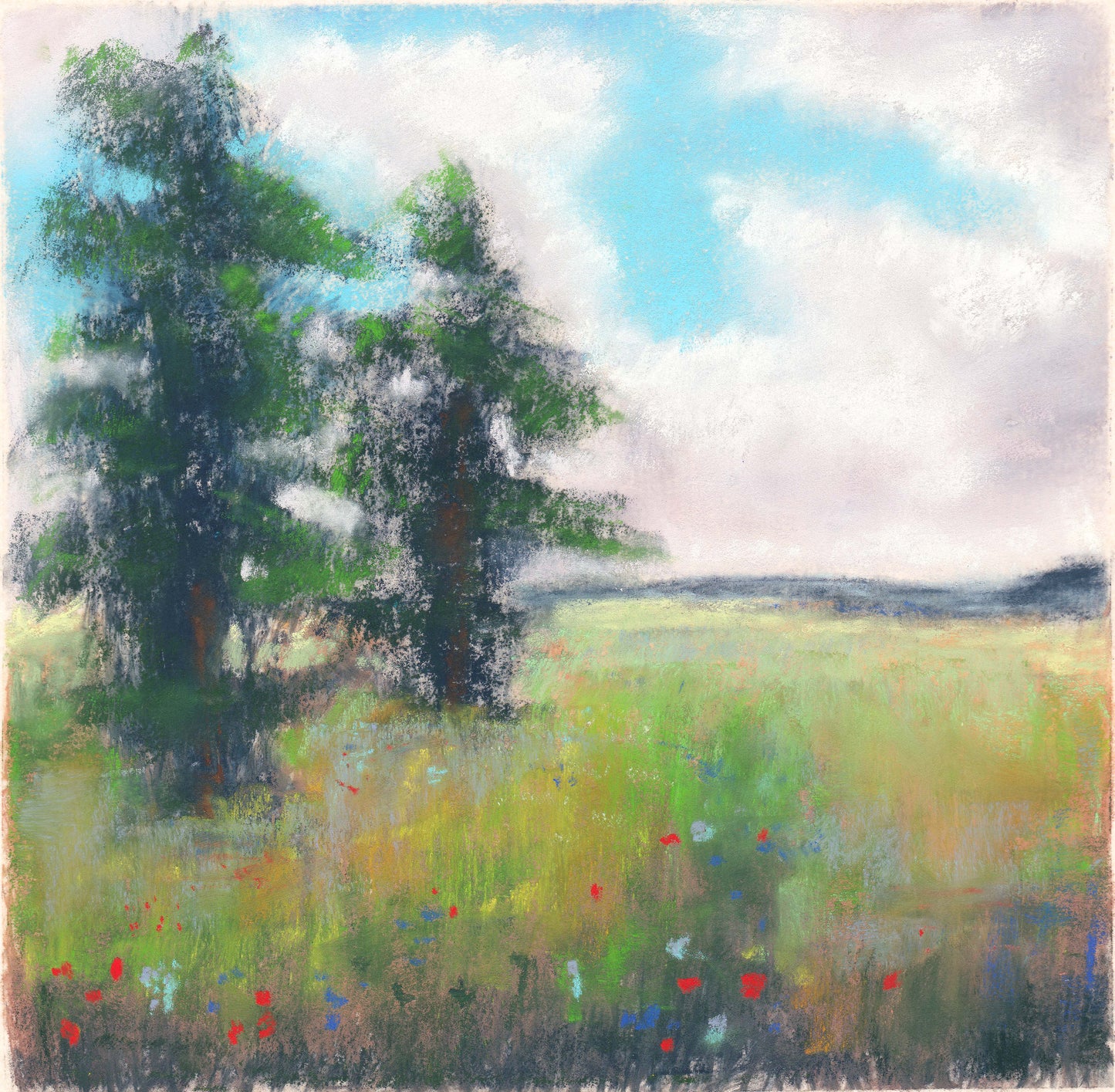 Spring Meadow – Original Pastel Painting