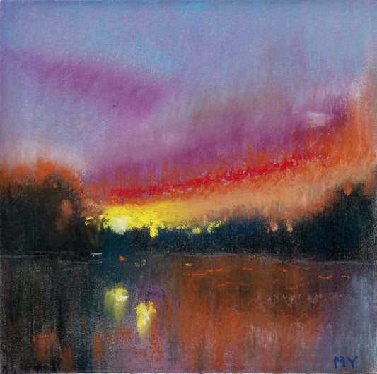 Sunset on the Lake - Original Pastel Painting